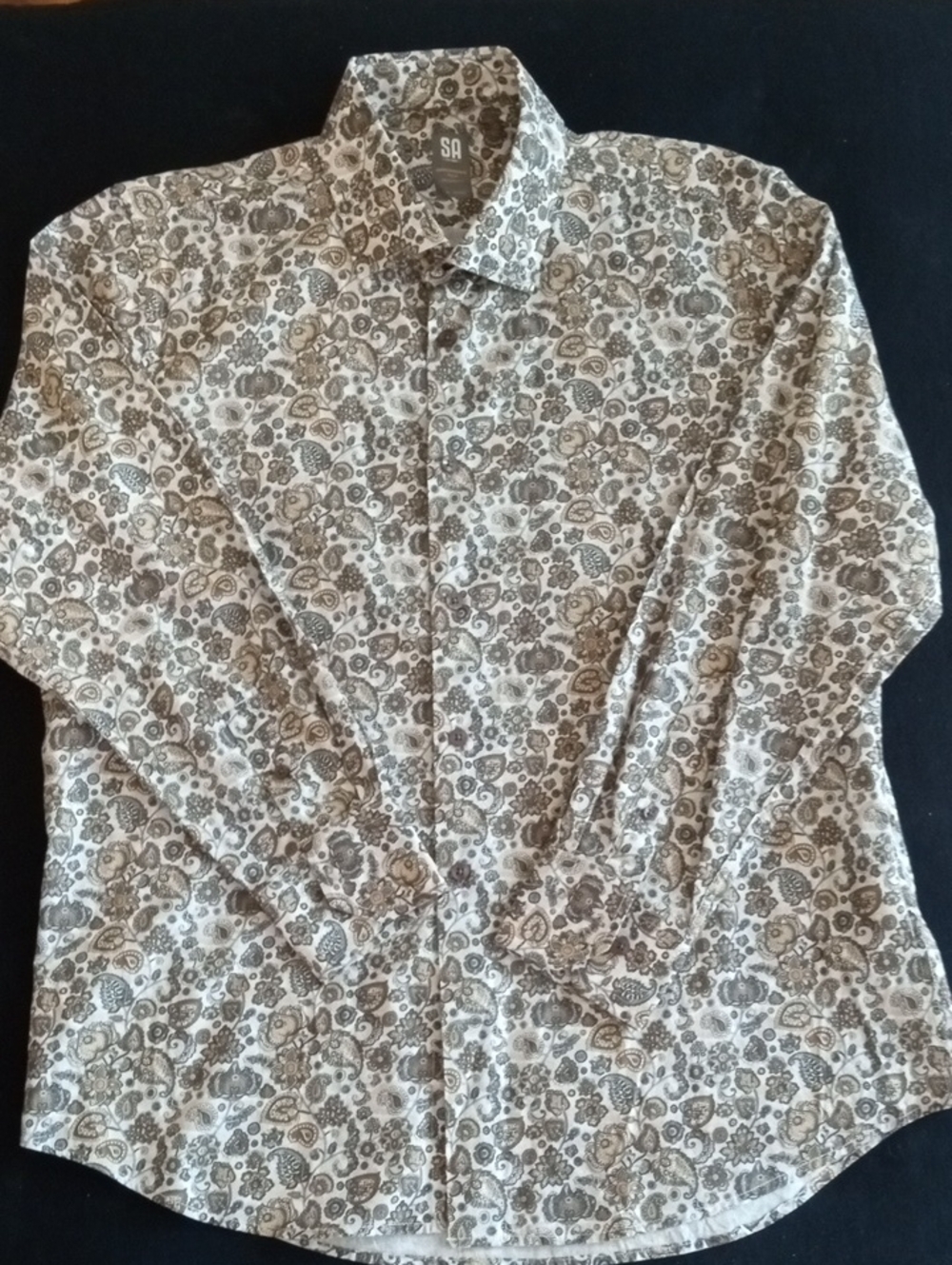 Stacy Adams Men's Paisley Print Button-Up Shirt - Beige & Brown